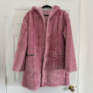 Reversible Pink Faux Fur Coat